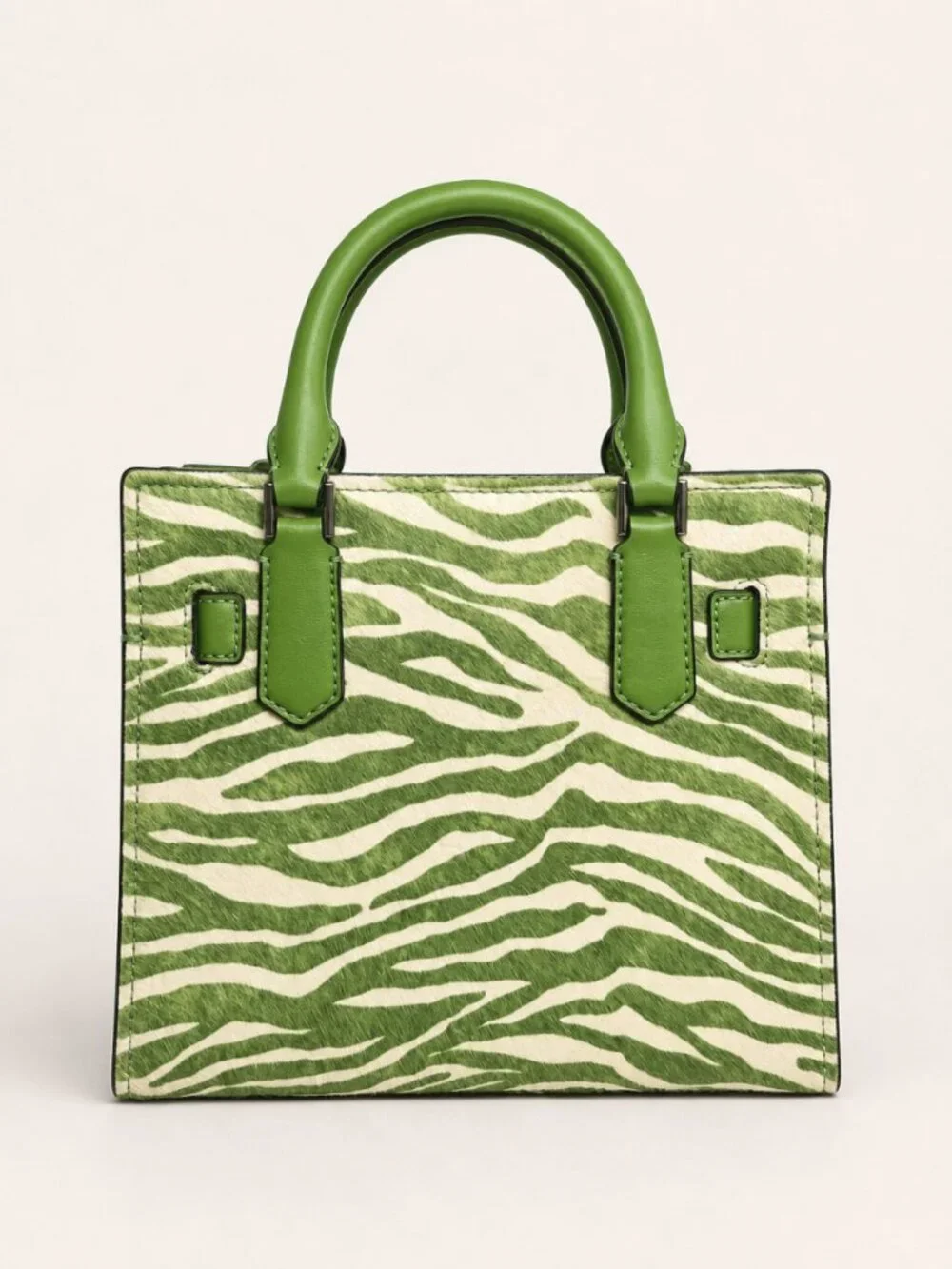 Michael Kors Hamilton Small Satchel Jungle Green Zebra Calf Hair NWT